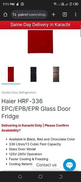 Haier Fridge HRF - 336/ EPR Glass Door Color Red Condition 10/10 1