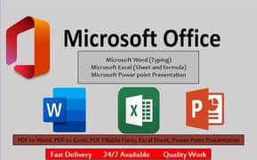 Typing work, excel and presentations