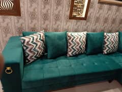 Elegant Green L - Shaped Sofa