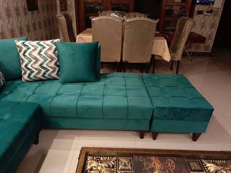 Elegant Green L - Shaped Sofa 5