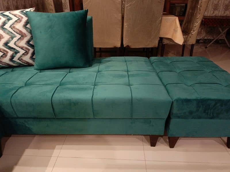 Elegant Green L - Shaped Sofa 6
