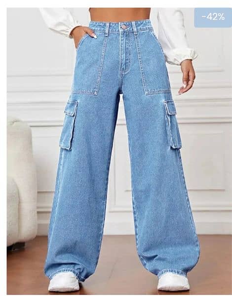 Stylish Blue Cargo Jeans in an affordable price 0