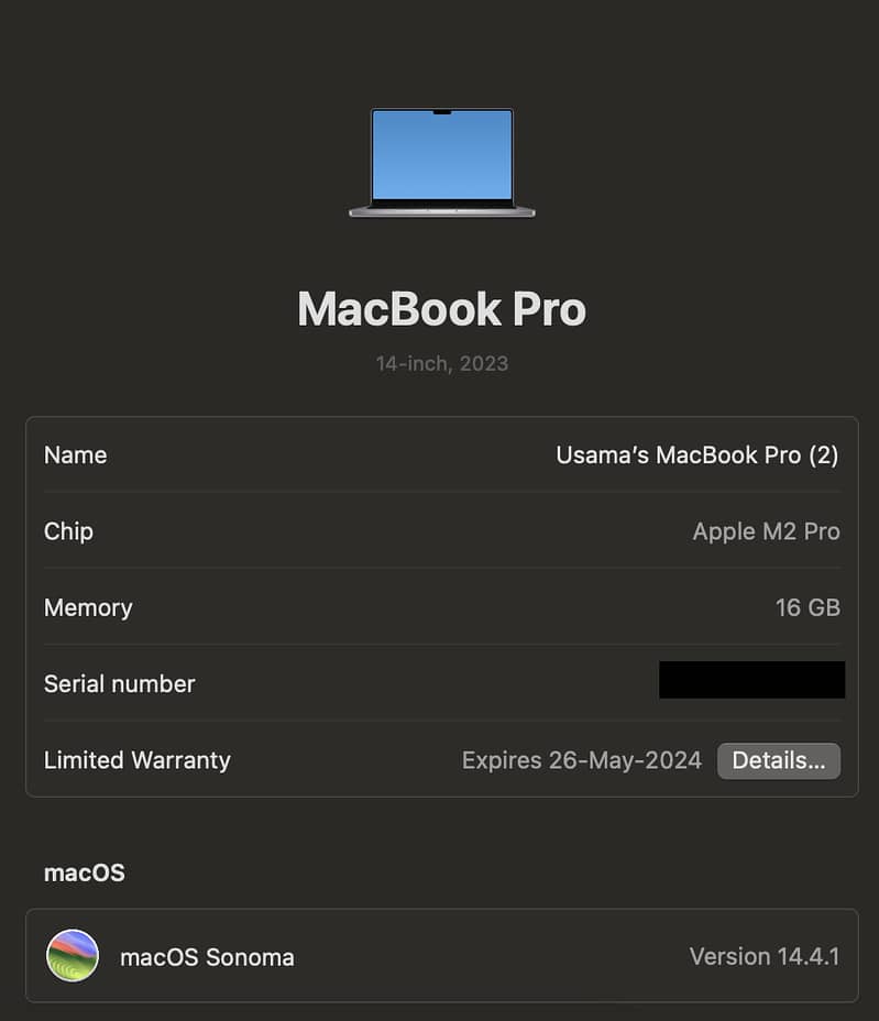 Macbook M2 Pro 14 inch 16/512 2
