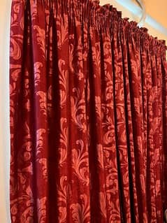 red silk curtains