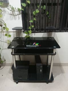 black glass windows xp Computer Table for sale