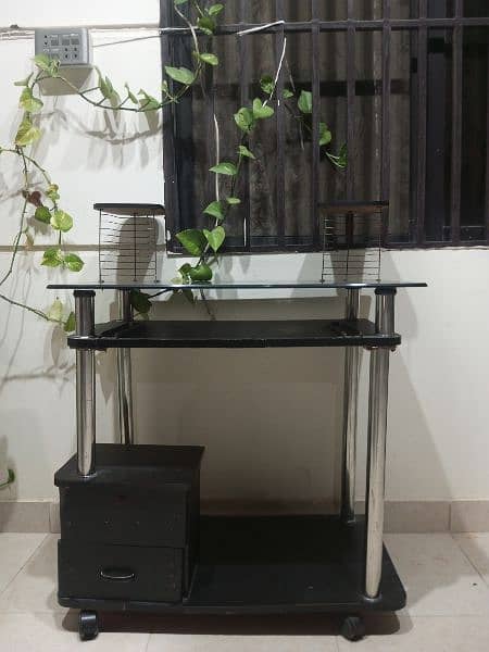 black glass windows xp Computer Table for sale 2