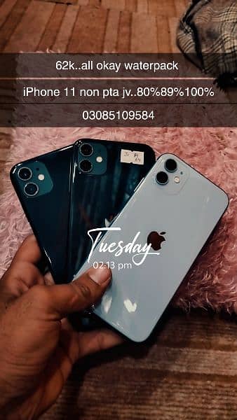 iPhone 11 64 GB battery health 100 water pack available 0