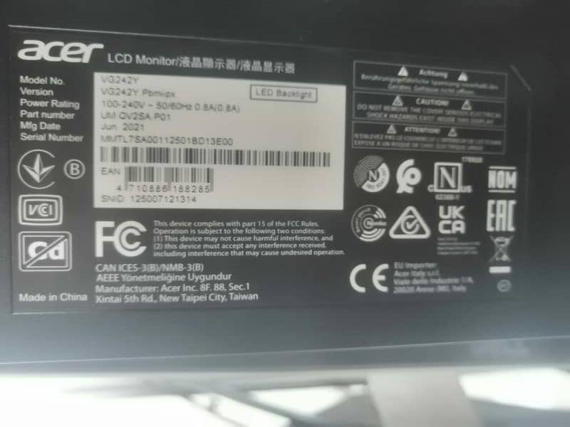 Acer 165hz vg242y pbmiipx model 3
