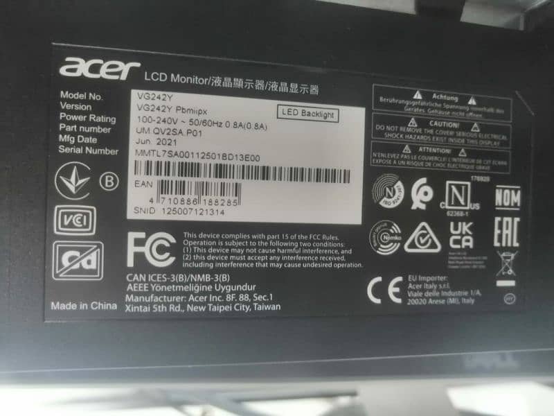 Acer 165hz vg242y pbmiipx model 4