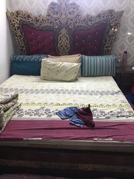 mehroon with golden matalic bed without matress 1