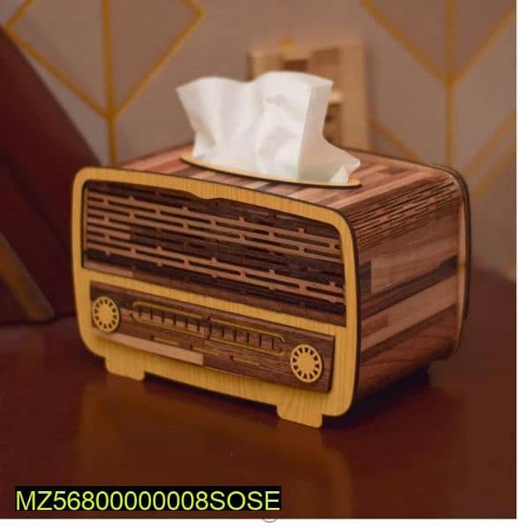beautiful radio style wooden tissue box 0