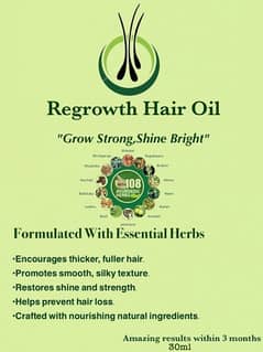 Regrowth Hair Oil 100% challenging result . 100ml