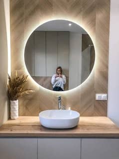 modern design led lights mirror | bathroom mirror  wall hanging mirror