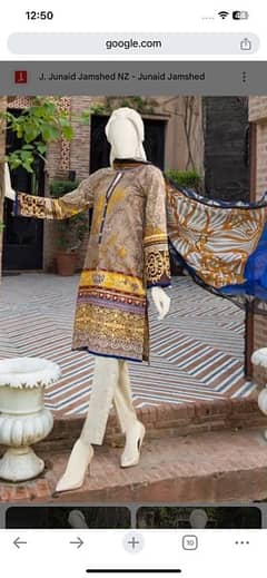 Large Ladies Regular Red and brown Stitched 3Pcs Suit by J.