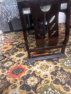 only double glass base on wood Dinning table