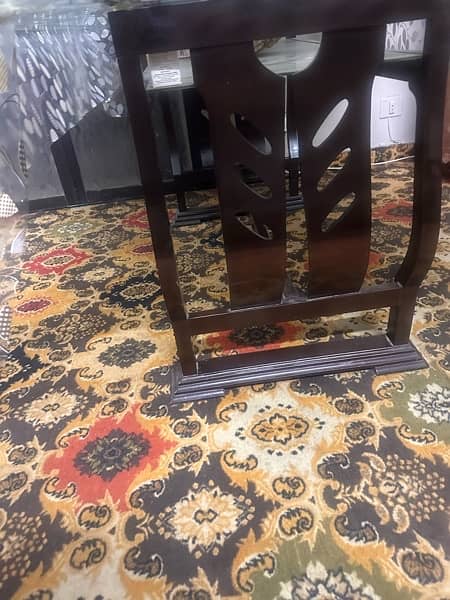 only double glass base on wood Dinning table 0