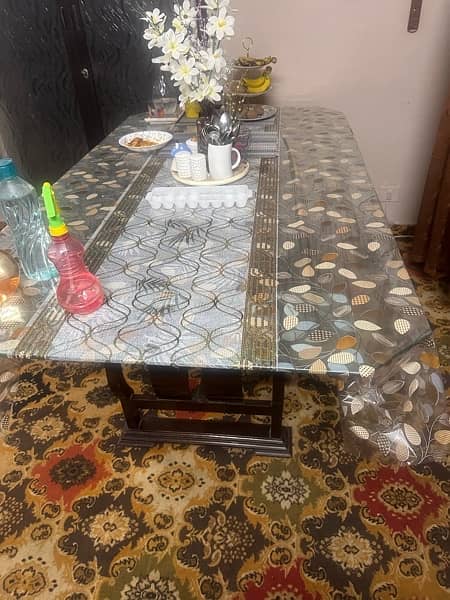 only double glass base on wood Dinning table 1