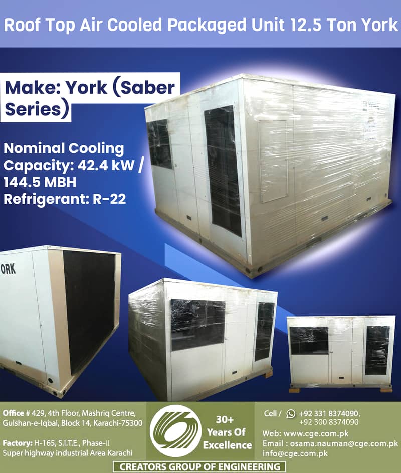 Roof Top Air Cooled Packaged Air Conditioner 12.5 Ton York 0
