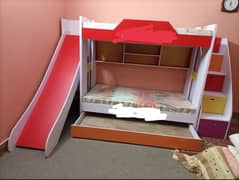 bunk bed with slide and drawers stairs