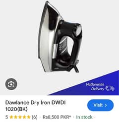 Dawlance dry iron. dabba pack 2 years warranty