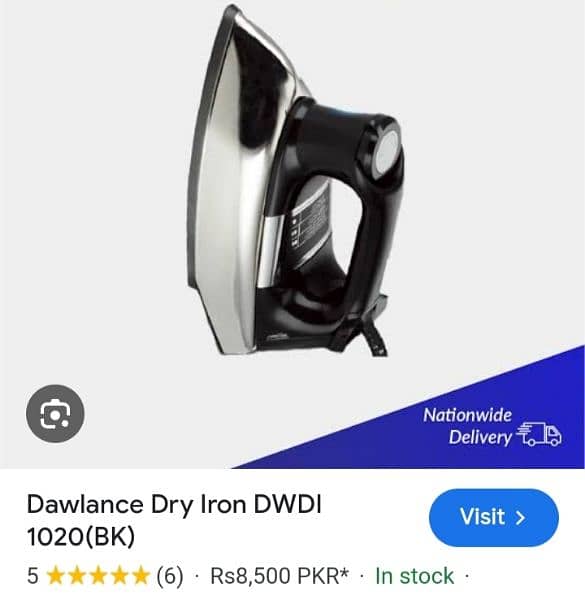 Dawlance dry iron. dabba pack 2 years warranty 0