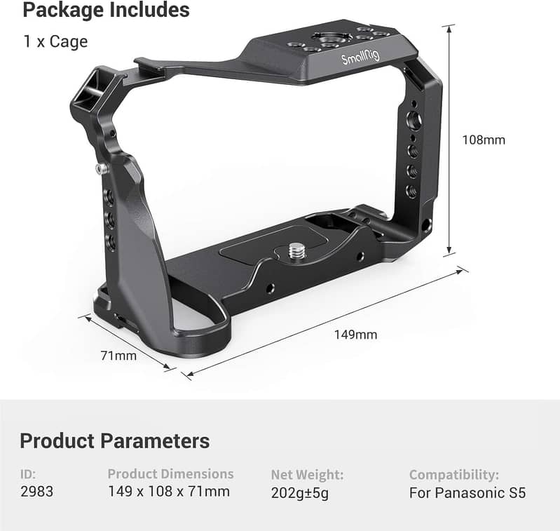 SmallRig S5 Cage Kit for Panasonic LUMIX S5 Camera, Aluminum Alloy 3