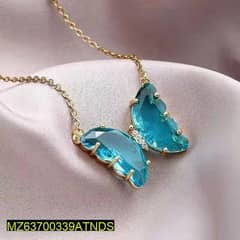 Glamorous Zircon Butterfly Pendant Necklace 0