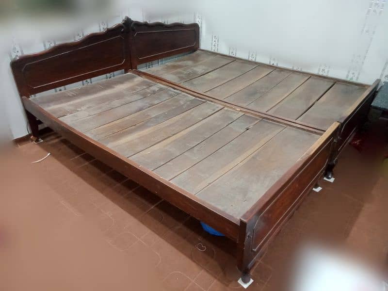 Wooden Bed King Size used condition Contact 0323-6342137 0
