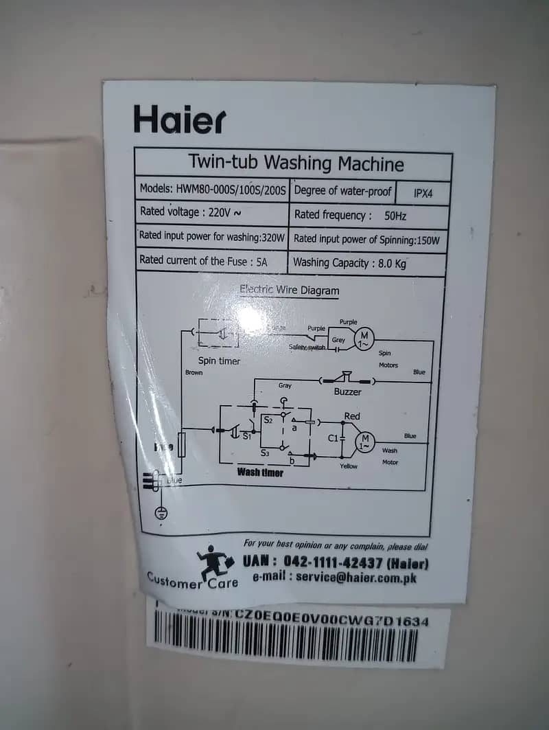 Haier HWM 80-100S Semi-automatic Washing Machine 5