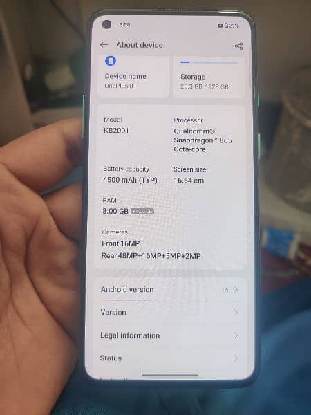 OnePlus 8t pta approved 8/128 0