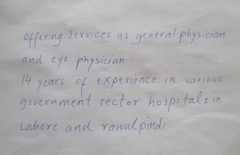 offering services as general physician and eye physician 0