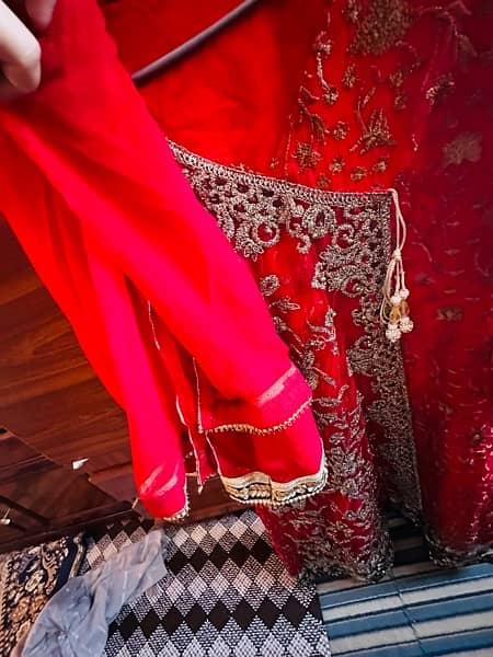 anari red stiched 4 piece suit with dopta and trausar 0
