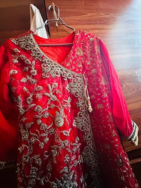 anari red stiched 4 piece suit with dopta and trausar 3
