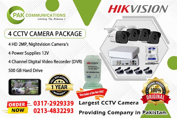 4 CCTV Cameras Package Hik vision (Authorized Dealer) 0