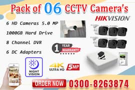 6 CCTV Cameras Pack (1 Year Warranty)