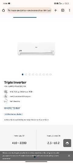 Haier 1.5 ton inverter AC. heat and cool.