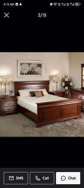 double bed set, sheesham wood bed set, complete bedroom set, furniture 2