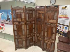 4 Panels Carved Wooden Partition
