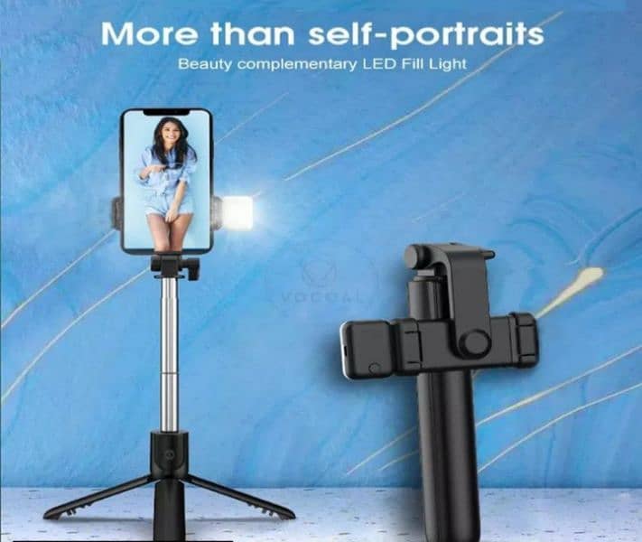 Selfie Stick With LED light Mini Tripod Stand 0
