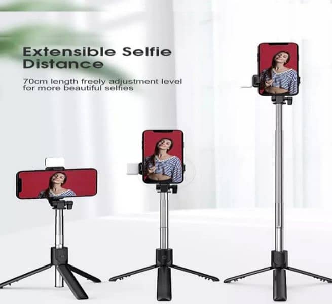 Selfie Stick With LED light Mini Tripod Stand 2