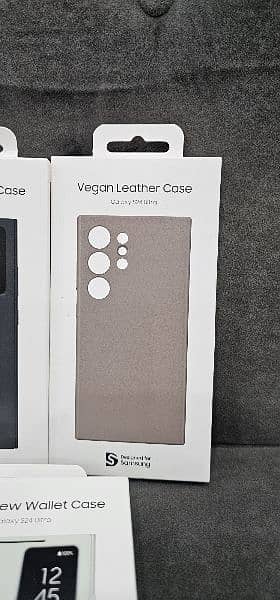 Samsung S24 Ultra Vegan Leather Taupe & Black & Smart View Wallet Case 1