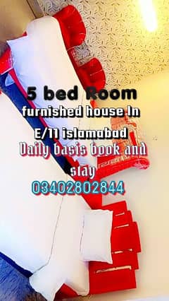 5 bed room furnished house daily basis booking in E11/3 islamabad