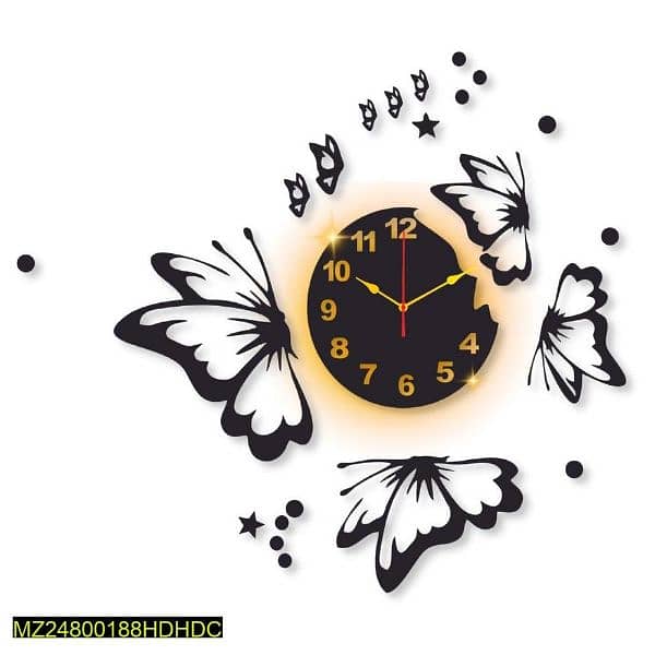 Butterfly laminated wall clock with back light 0