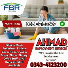 Maid Domestic Staff Driver Cook Babysitter Couple Male & Female Staff