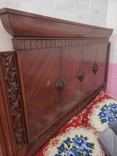 Bed, make up table with mirror & cupboard
