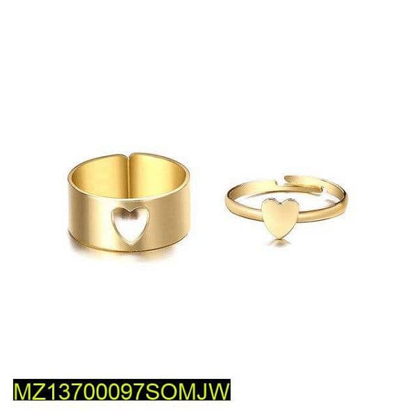 2 PCs Trendy Couple Heart ring's 1