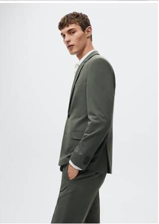 Brand New MANGO 2-Piece Slim Fit Men's Suit in Olive Green Color 4