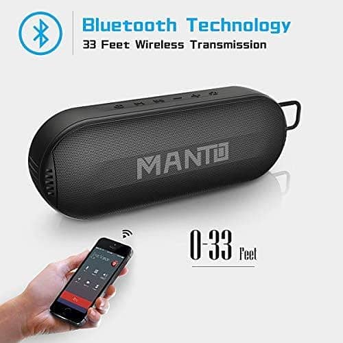 Portable Bluetooth Speaker, MANTO HD Stereo and Bass Durable Wireless 3