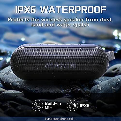 Portable Bluetooth Speaker, MANTO HD Stereo and Bass Durable Wireless 6