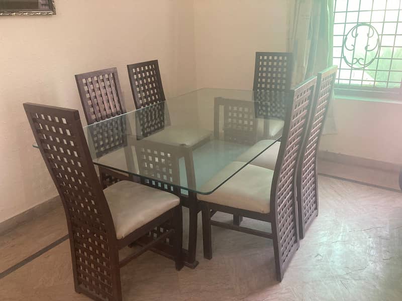 Big Dinning Table with 6 Chairs / Wood Dining Table/ 6 Wood Chairs 0